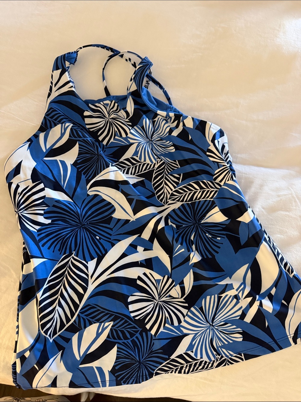 Nautica Blue and White Floral Halter Camisole